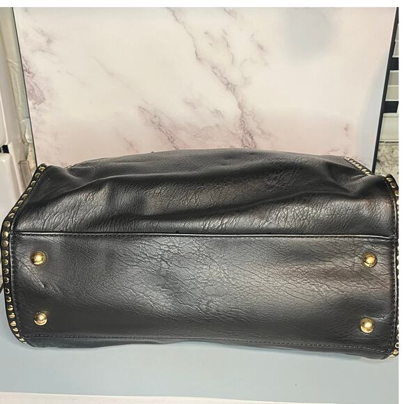 INC International Concepts Black Tote Bag w/ Gold Studs - Picture 6 of 14